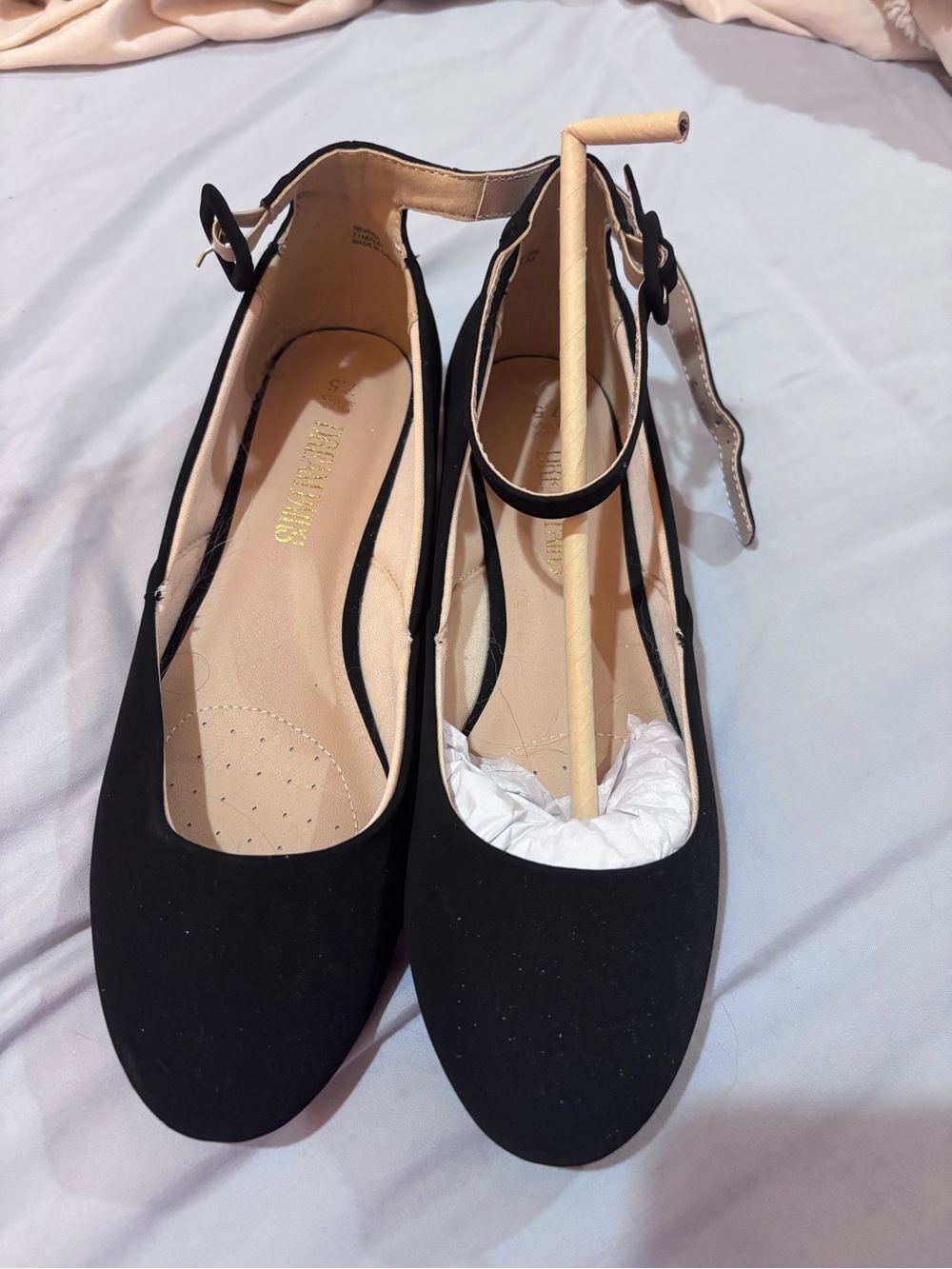 Women's Black Ankle-Strap Ballet Flats New